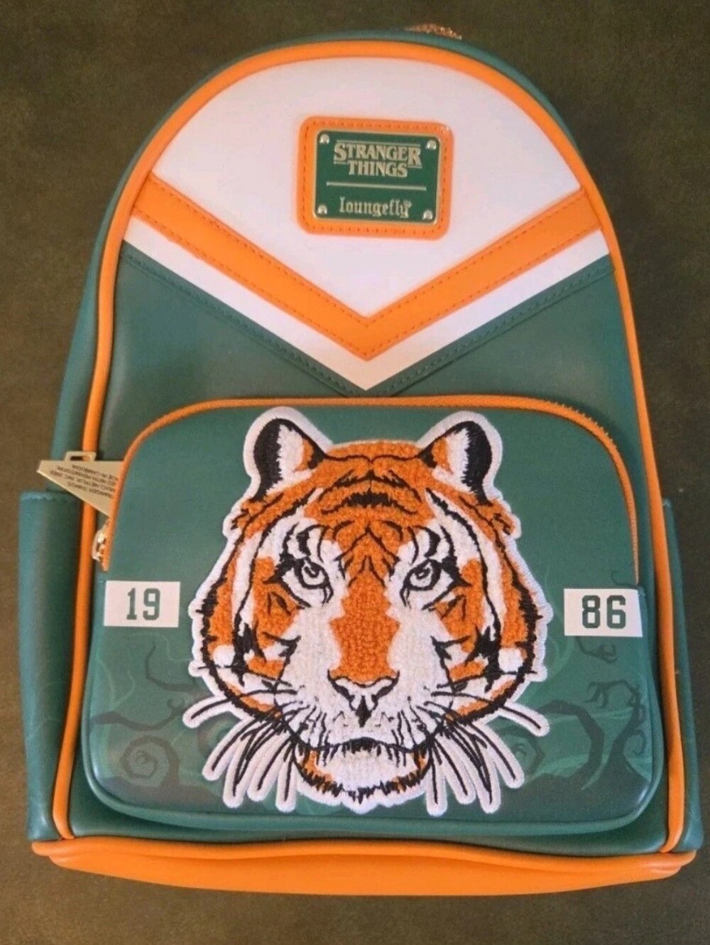 Loungefly Green and Orange Tiger Patch Backpack New With Tags